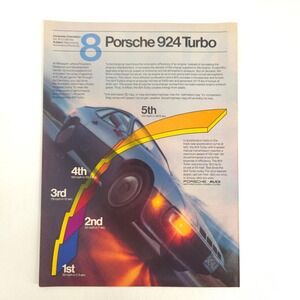 Porsche 924 Turbo 1980 Print Ad Vintage Garage Wall Art Car Show Display Decor